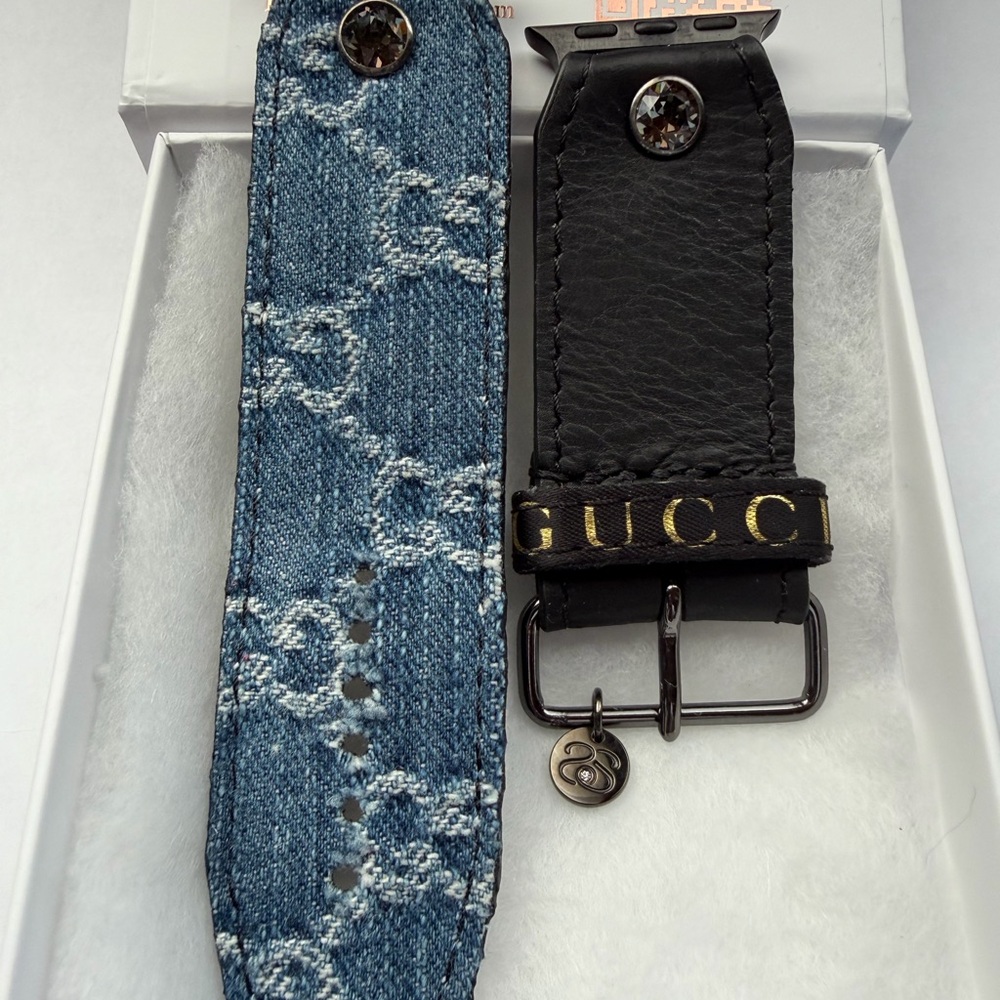 Gucci Blue Denim and Black Leather Watch Strap Adapter - Picture 4 of 6